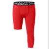 DEVOROPA Youth Boys One Leg Compression Pants for Basketball 3/4 Leggings Sports Tights Kids Athletic Soccer Base Layer Red L view 1