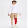 DEVOROPA Youth Boys One Leg Compression Pants for Basketball 3/4 Leggings Sports Tights Kids Athletic Soccer Base Layer Red L view 3