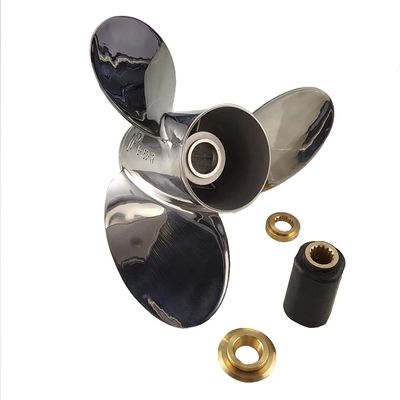 Xspeed Stainless Steel Upgrade 3 Blades Outboard Propeller with Interchangeable Hub Kits for 4-3/4" Gearcase Yamaha 150-300hp 115hp and up Engines,15 Spline Tooth,RH/LH(14x19 M)