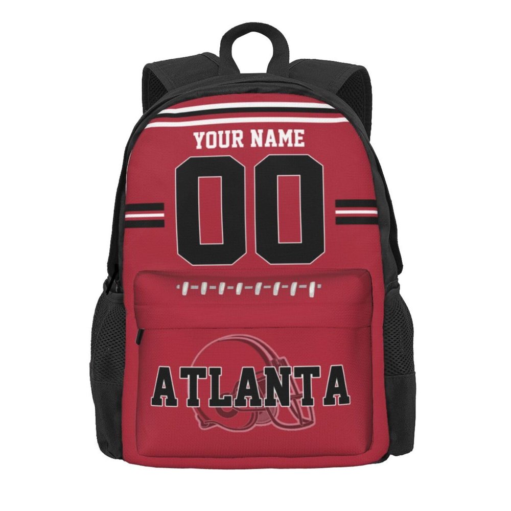 RIAWARME Custom Atlanta Backpack for Men Women, Personalized Backpacks with Name and Number, Customize Casual Backpack Gifts for Fans