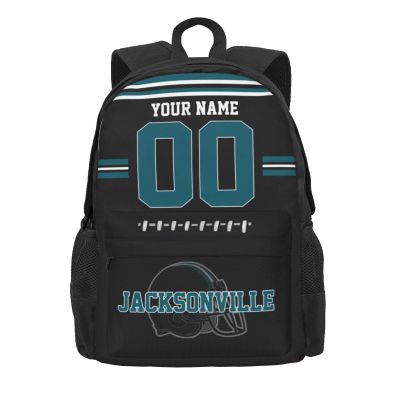 RIAWARME Custom Jacksonville Backpack for Men Women, Personalized Backpacks with Name and Number, Customize Casual Backpack Gifts for Fans
