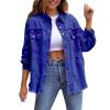 Awoscut Women's Basic Long Sleeve Ripped Distressed Denim Jacket Button Down Boyfriend Jean Coat Trucker Jackets Fall Top (Blue, M) view 1