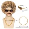 Yan Dream 5pcs Set Afro Brown Wig 70s 80s Disco Rock Wig for Men Women Punk Hippies Party Costume Wig Halloween view 4