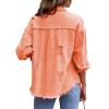 Awoscut Women's Basic Long Sleeve Ripped Distressed Denim Jacket Button Down Boyfriend Jean Coat Trucker Jackets Fall Top (Orange, L) view 4