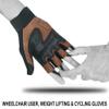 BTR BORN TO RACE Wheelchair Gloves Mobility Disability Unisex Fingerless Long Thumb Leather Palm Workout Weight Lifting, Cycling, Driving Gloves for Men and Women (Brown, XL) view 2