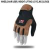 BTR BORN TO RACE Wheelchair Gloves Mobility Disability Unisex Fingerless Long Thumb Leather Palm Workout Weight Lifting, Cycling, Driving Gloves for Men and Women (Brown, XL) view 3