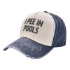 I Pee in Pool Funny Swimming Cowboy Hat Vintage Washed Baseball Cap Women Sun Hat Men Dad Hat Trucker hat Navy Blue view 1