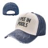 I Pee in Pool Funny Swimming Cowboy Hat Vintage Washed Baseball Cap Women Sun Hat Men Dad Hat Trucker hat Navy Blue view 2