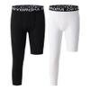 DEVOROPA Youth Boys Leggings One Leg Compression Pants 2-Pack 3/4 Basketball Sports Tights Running Capris Kids Athletic Base Layer Black/White XL view 1