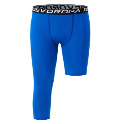 DEVOROPA Youth Boys Leggings One Leg Compression Pants 3/4 Basketball Sports Tights Running Capris Kids Athletic Base Layer Royal XL