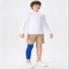 DEVOROPA Youth Boys Leggings One Leg Compression Pants 3/4 Basketball Sports Tights Running Capris Kids Athletic Base Layer Royal XL view 3