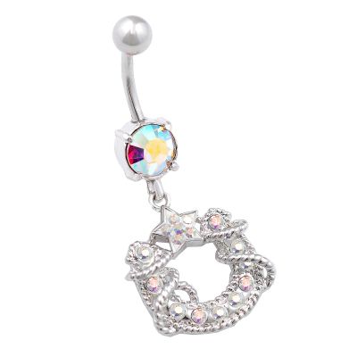 1PC Surgical Steel 14g 3/8 10mm belly rings dangle Piercing Jewelry navel Ear Lobe 8mm 5mm Aurora Borealis Crystal M15077