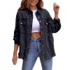 Awoscut Women's Basic Long Sleeve Ripped Distressed Denim Jacket Button Down Boyfriend Jean Coat Trucker Jackets Fall Top (Black, XL) view 1