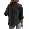 Awoscut Women's Basic Long Sleeve Ripped Distressed Denim Jacket Button Down Boyfriend Jean Coat Trucker Jackets Fall Top (Black, XL) view 4