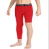 DEVOROPA Youth Boys Leggings One Leg Compression Pants 3/4 Basketball Sports Tights Running Capris Kids Athletic Base Layer Red XS view 2