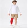 DEVOROPA Youth Boys Leggings One Leg Compression Pants 3/4 Basketball Sports Tights Running Capris Kids Athletic Base Layer Red XS view 4