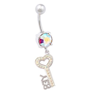 1PC Surgical Steel 14g 3/8 10mm belly rings dangle Piercing Jewelry navel Ear Lobe 8mm 5mm Aurora Borealis Crystal M15111