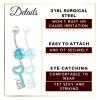 1PC Surgical Steel 14g 3/8 10mm belly rings dangle Piercing Jewelry navel Ear Lobe 8mm 5mm Aurora Borealis Crystal M15111 view 3