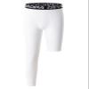 DEVOROPA Youth Boys Leggings One Leg Compression Pants 3/4 Basketball Sports Tights Running Capris Kids Athletic Base Layer White L view 1