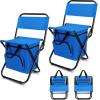 Jerify 2 Pcs Fishing Chair with Cooler Bag Multi-Function Foldable Compact Fishing Stool Hunting Chair Portable Backrest Stool with Folding Backpack for Finishing Camping Hunting Travel(Blue) view 1