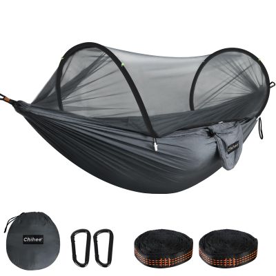 Chihee Ultra-Light Travel Camping Hammock Pop-up Net Hammock 660lbs Load Capacity,Breathable,Quick-Drying Parachute Nylon 2 Premium Carabiners,2 Tree Slings Included for Outdoor Backpacking Hiking