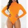 Bodysuit for Women Turtleneck Body Suit Sexy Long Sleeve Bodysuit Tops Classical Mock Turtleneck Leotards Shapewear Orange L view 2