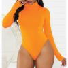 Bodysuit for Women Turtleneck Body Suit Sexy Long Sleeve Bodysuit Tops Classical Mock Turtleneck Leotards Shapewear Orange L view 3