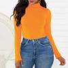 Bodysuit for Women Turtleneck Body Suit Sexy Long Sleeve Bodysuit Tops Classical Mock Turtleneck Leotards Shapewear Orange L view 4