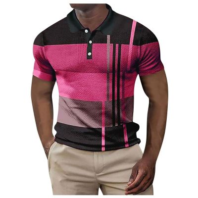 Men's Classic Short Sleeve Polo Shirt Buttons Collar Big&Tall Plaid Summer Slim Fit T-Shirts Striped Graphic Printed Beach Tees Tops
