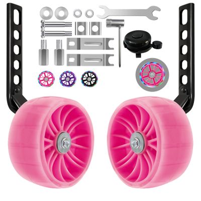 HAWENS Bike Training Wheels Mute Flash Wheels with Adjustable Bicycle Stabilizer Mounted Kit Compatible for 12 14 16 18 20 inch Single Speed Bike