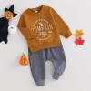 Adobabirl Toddler Baby Halloween Outfit Boy Girl Hand Picked Pumpkin Sweatshirt and Pants Set Halloween Fall Baby Clothes (Hand Picked Pumpkin Outfit,12-18 Months) view 2