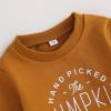 Adobabirl Toddler Baby Halloween Outfit Boy Girl Hand Picked Pumpkin Sweatshirt and Pants Set Halloween Fall Baby Clothes (Hand Picked Pumpkin Outfit,12-18 Months) view 3