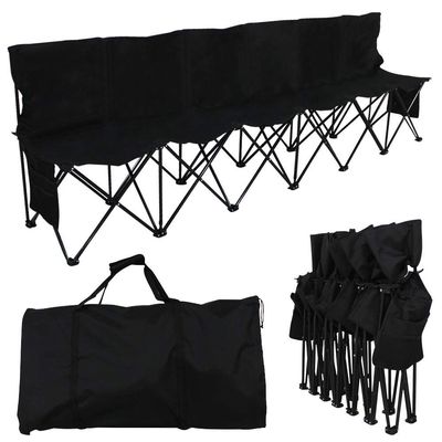 Topeakmart 6 Seats Portable Folding Heavy Duty Bench Sport Sideline Bench with Carry Bag, Black