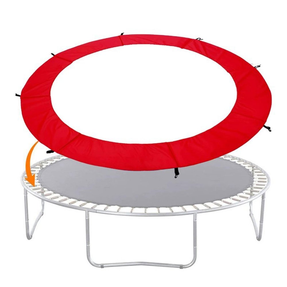 JIUYEKEW Universal Replacement Trampoline Safety Pad, Safety Guard Spring Cover Edge Protection Fits 8ft 10ft 12ft 13ft 14ft 15ft 16ft Frames, No Holes for Poles (14ft, Red)