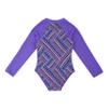 LiiYii Kids Girls Palm Printed One Piece Swimwear Long Sleeves Zipper Front Quick Dry Swimsuit Bathing Suit Purple 8 Years view 4