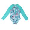 LiiYii Kids Girls Palm Printed One Piece Swimwear Long Sleeves Zipper Front Quick Dry Swimsuit Bathing Suit Mint Green 4 Years view 2