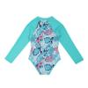 LiiYii Kids Girls Palm Printed One Piece Swimwear Long Sleeves Zipper Front Quick Dry Swimsuit Bathing Suit Mint Green 4 Years view 3