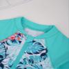 LiiYii Kids Girls Palm Printed One Piece Swimwear Long Sleeves Zipper Front Quick Dry Swimsuit Bathing Suit Mint Green 4 Years view 4