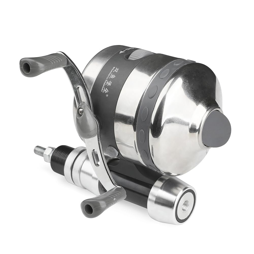 Spincast Bowfishing Reel with Fishing Reel Seat, Slingshot Bow Fishing, Left and Right Reversible Handle,for Compound Bow and Recurve Bow