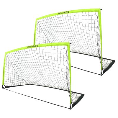 RUNBOW 9x5 ft Portable Kids Soccer Goal for Backyard Adult Junior Large Practice Soccer Net with Carry Bag Set of 2 (9x5ft, Light Yellow, 2 Pack)