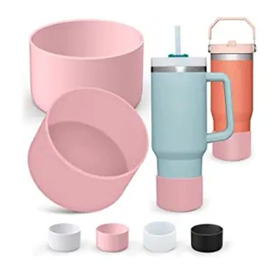 2PCS Water Silicone Bumper Boot 7.5cm Diameter Water Bottle Bottom Sleeve Cover for Stanley Quencher Adventure 40oz with Handle, Stanley IceFlow 20oz 30oz, Stanley Quencher 20oz & 30oz, Hydro Flask