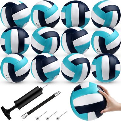 Meooeck 12 Pcs Volleyballs Official Size 5 Volley Balls Bulk Practice Volleyballs Indoor Outdoor Soft Recreational Volley Ball with Pump for Beginner for Gym Training Beach Pool(Cute Color)