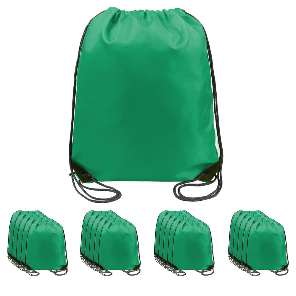 BeeGreen Christmas Green 20 pieces Drawstring Backpack Bags Cinch Bags Bulk Heavy Duty Gift Wrap Bags Machine Washable Lightweight Sackpack Outdoor Sport Bags for Men Women