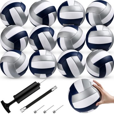 Meooeck 12 Pcs Volleyballs Official Size 5 Volley Balls Bulk Practice Volleyballs Indoor Outdoor Soft Recreational Volley Ball with Pump for Beginner for Gym Training Beach Pool(Elegant Color)