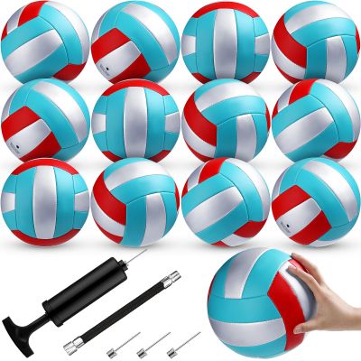 Meooeck 12 Pcs Volleyballs Official Size 5 Volley Balls Bulk Practice Volleyballs Indoor Outdoor Soft Recreational Volley Ball with Pump for Beginner for Gym Training Beach Pool(Lovely Color)