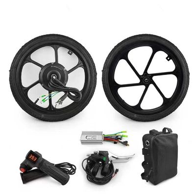 L-faster DIY 36v 350w 16 Inch Bike Scooter Front Drive Brushless Gear Hub Motor Kit with Disc Brake Pneumatic Wheel (48V 350W)