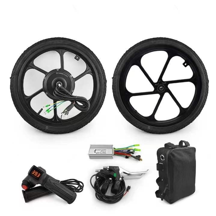 L-faster DIY 36v 350w 16 Inch Bike Scooter Front Drive Brushless Gear Hub Motor Kit with Disc Brake Pneumatic Wheel (48V 350W)