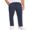COOFANDY Mens Casual Cotton Pants Regular Fit Elastic Waist Drawstring Twill Pants Straight Leg Chino Pants Navy Blue view 1