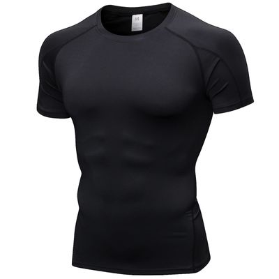 Compression Shirts for Men Short Sleeve Cool Dry Workout Running Gym T Shirts Black Undershirt for Football Basketball