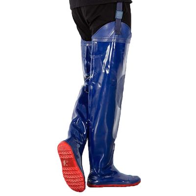 Hip Waders Waterproof PVC Fishing/Hunting Buttocks for Waders, Durable Adjustable Buckle and Anti Slip Bottom for Waders (Color : Blue, Size : 41)